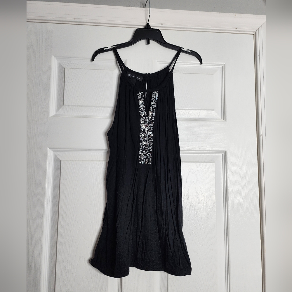 INC Black Blingy top with sequins - Size Large